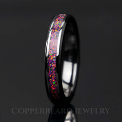 Purple Opal Black Ceramic Women's Wedding Band - Copperbeard Jewelry