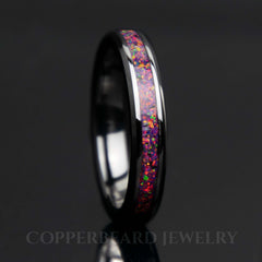 Purple Opal Black Ceramic Women's Wedding Band - Copperbeard Jewelry