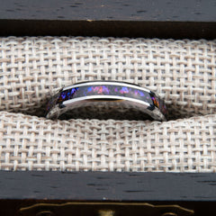 Galaxy Blue Sandstone Womens Thin Tungsten Ring 4mm Copperbeard Jewelry