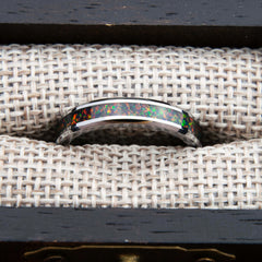 Black Fire Opal Tungsten Women's Wedding Band Copperbeard Jewelry