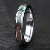 Black Fire Opal Tungsten Women's Wedding Band Copperbeard Jewelry
