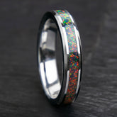 Black Fire Opal Tungsten Women's Wedding Band Copperbeard Jewelry