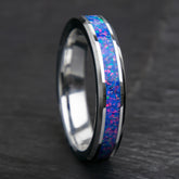 Blue And Pink Sparkle Opal Tungsten Women's Wedding Band Copperbeard Jewelry