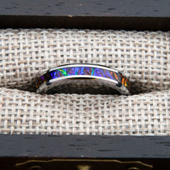 Womens Dichrolam Fire Burl Tungsten Ring 4mm Copperbeard Jewelry