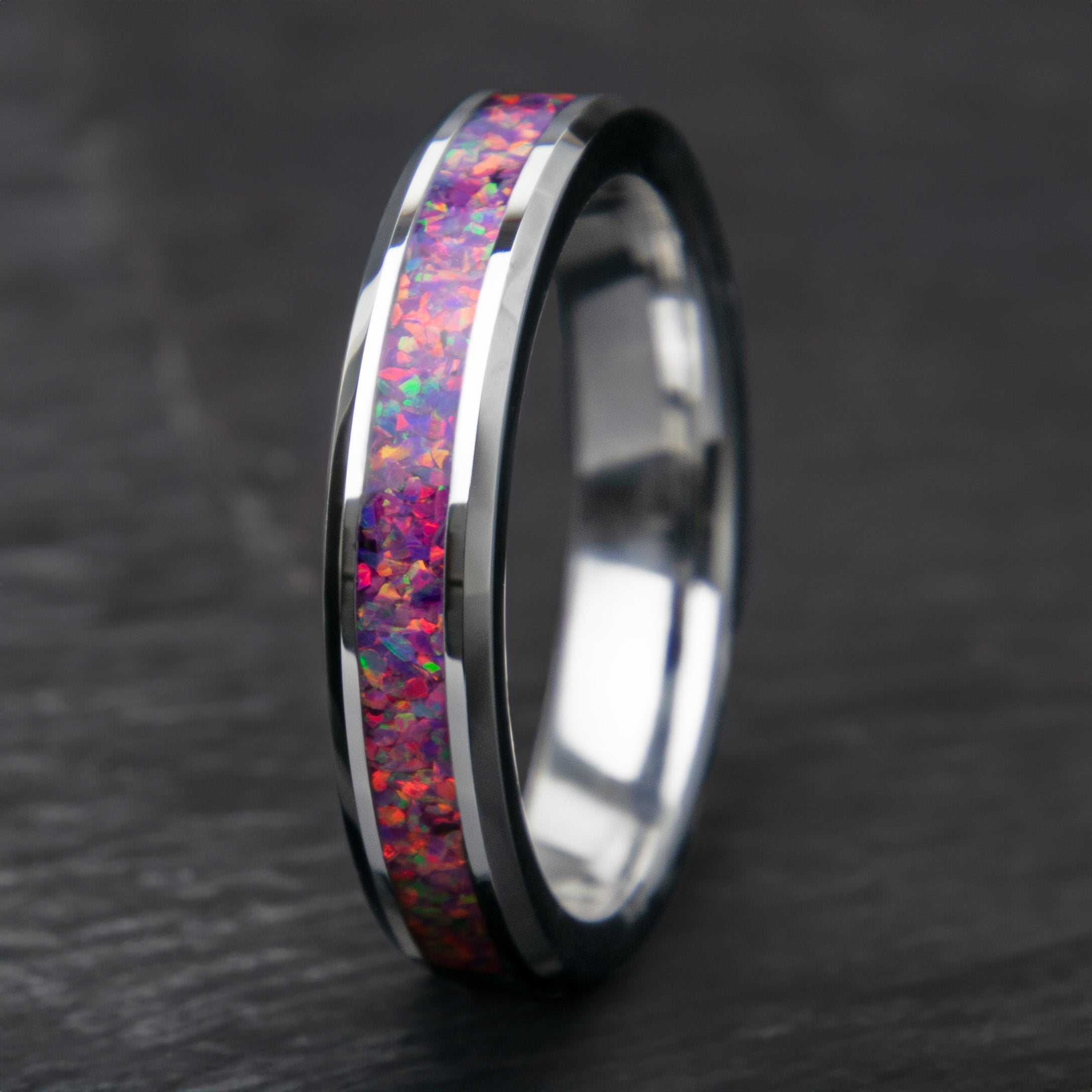 Purple Opal Tungsten Women's Wedding Band Copperbeard Jewelry