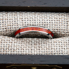 Ruby Red Womens Opal Ring With Tungsten Band 4mm Copperbeard Jewelry