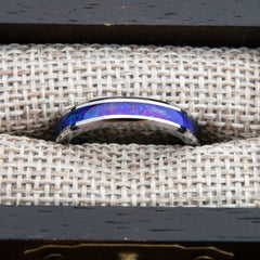 Purple And Blue Opal Ring With Tungsten Band Copperbeard Jewelry