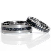 His and Hers Specularite Hematite Tungsten Wedding Ring Set Copperbeard Jewelry
