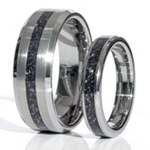 His and Hers Specularite Hematite Tungsten Wedding Ring Set Copperbeard Jewelry