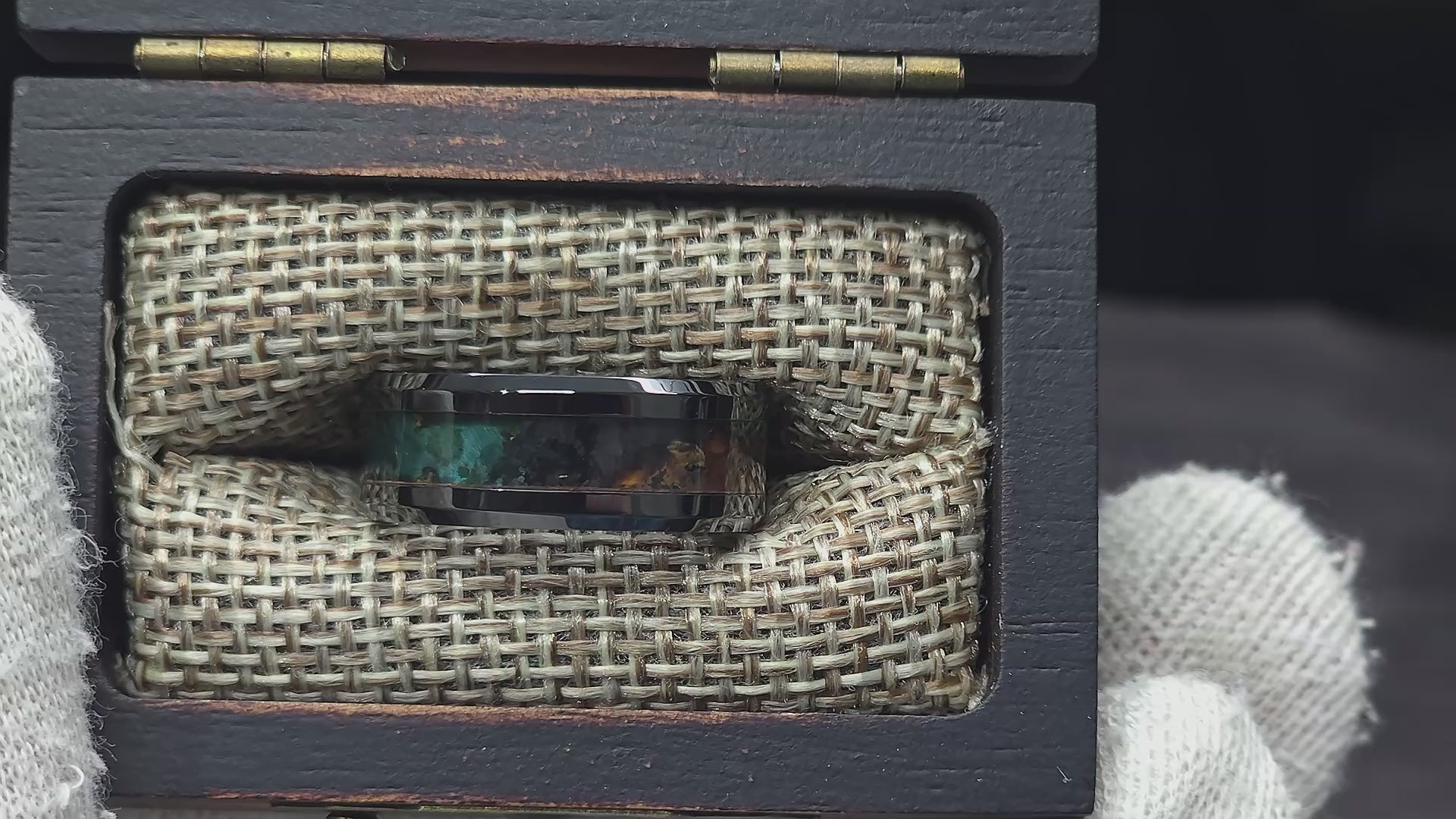 Mystic Topaz Patinated Copper Black Ceramic Ring