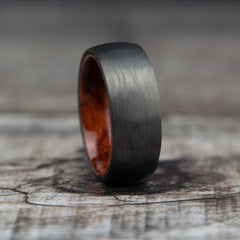 Carbon Fiber Ring With Rosewood Interior Copperbeard Jewelry