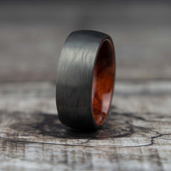 Carbon Fiber Ring With Rosewood Interior Copperbeard Jewelry
