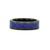 Dark Blue Pink Sparkles Opal Ring With Black Ceramic Band Copperbeard Jewelry