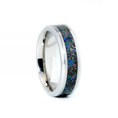 Muonionalusta Meteorite Ring With Dark Blue Opal Mix Copper Beard Studio