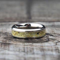 Admire Pallasite Meteorite Ring Titanium Band Copperbeard Jewelry