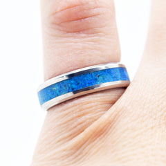 Oasis Blue Opal Ring With Titanium Band Copperbeard Jewelry