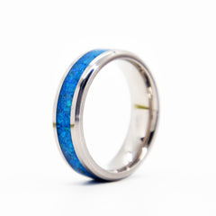 Oasis Blue Opal Ring With Titanium Band Copperbeard Jewelry