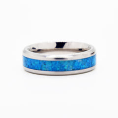 Oasis Blue Opal Ring With Titanium Band Copperbeard Jewelry