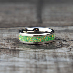 Olive Green Opal Ring With Titanium Band Copperbeard Jewelry