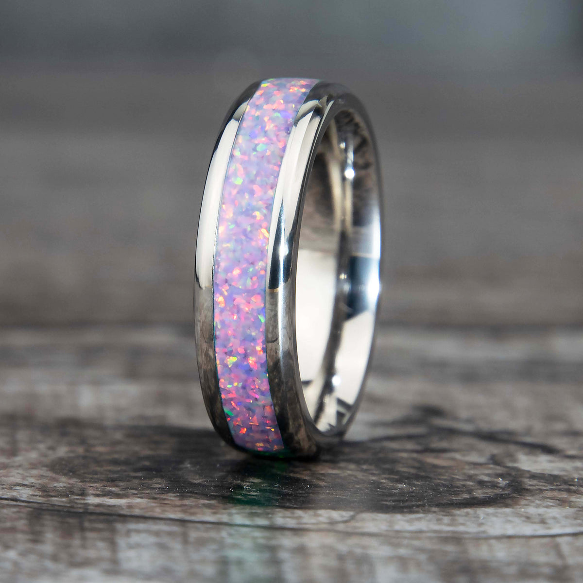Pastel Purple Opal Titanium Ring