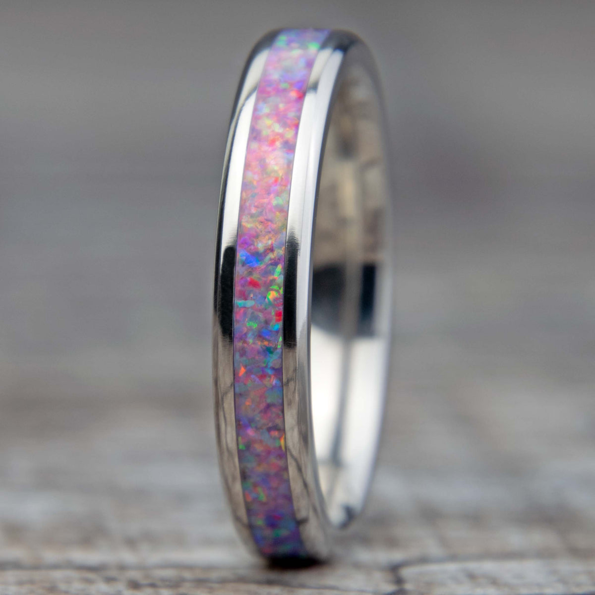 Pastel Mix Opal Ring With Titanium Band Copperbeard Jewelry