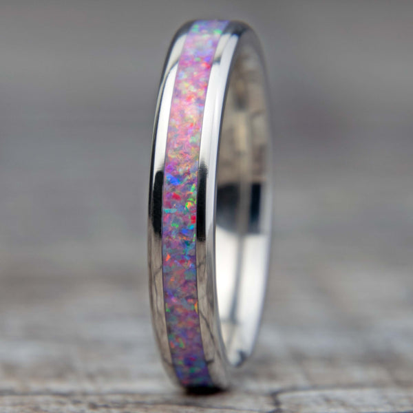 Pastel Mix Opal Ring With Titanium Band Copperbeard Jewelry
