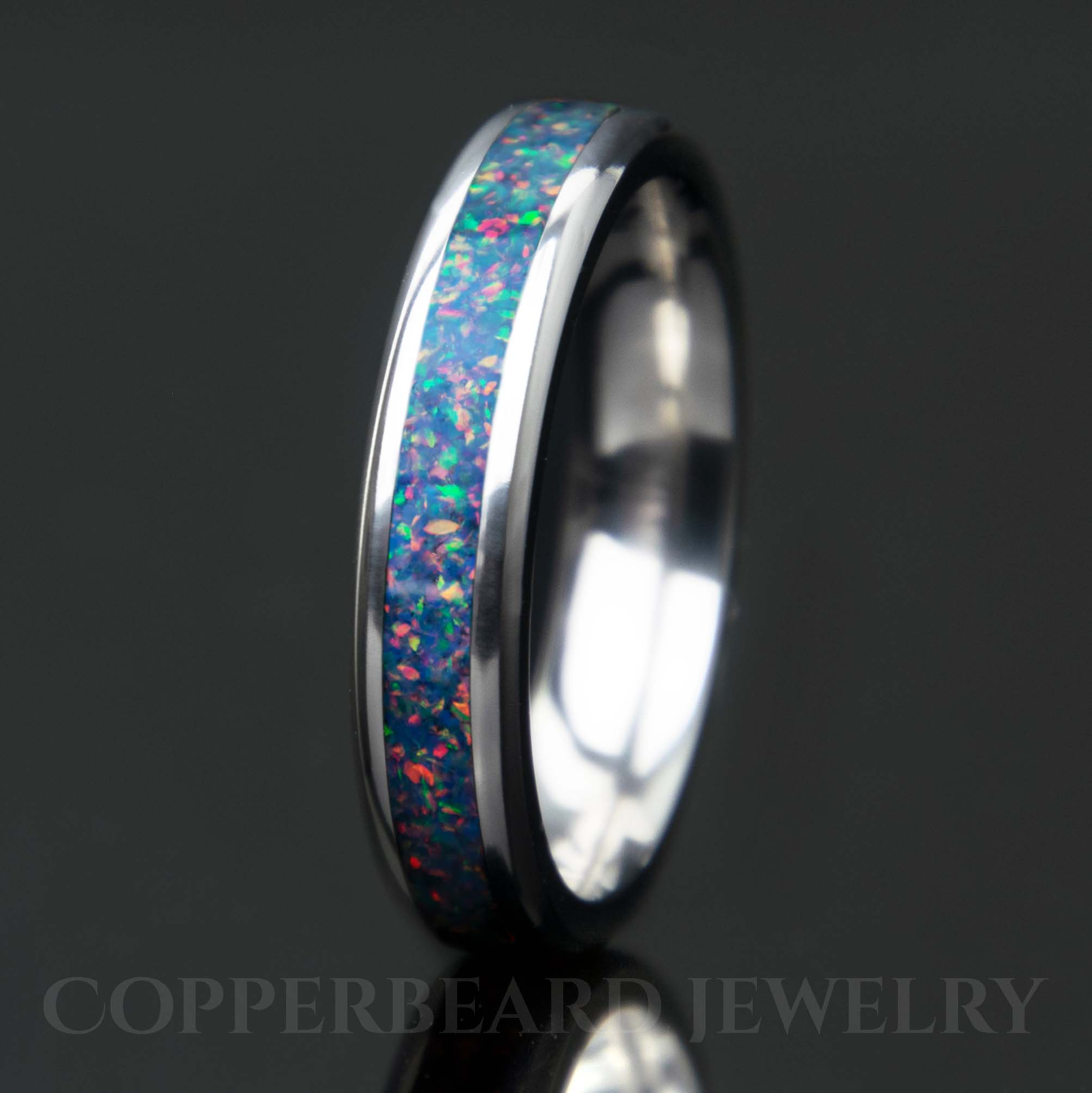 Sky Blue Opal Ring With Titanium Band Secondary image