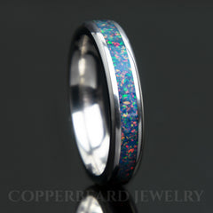 Sky Blue Opal Ring With Titanium Band Copperbeard Jewelry