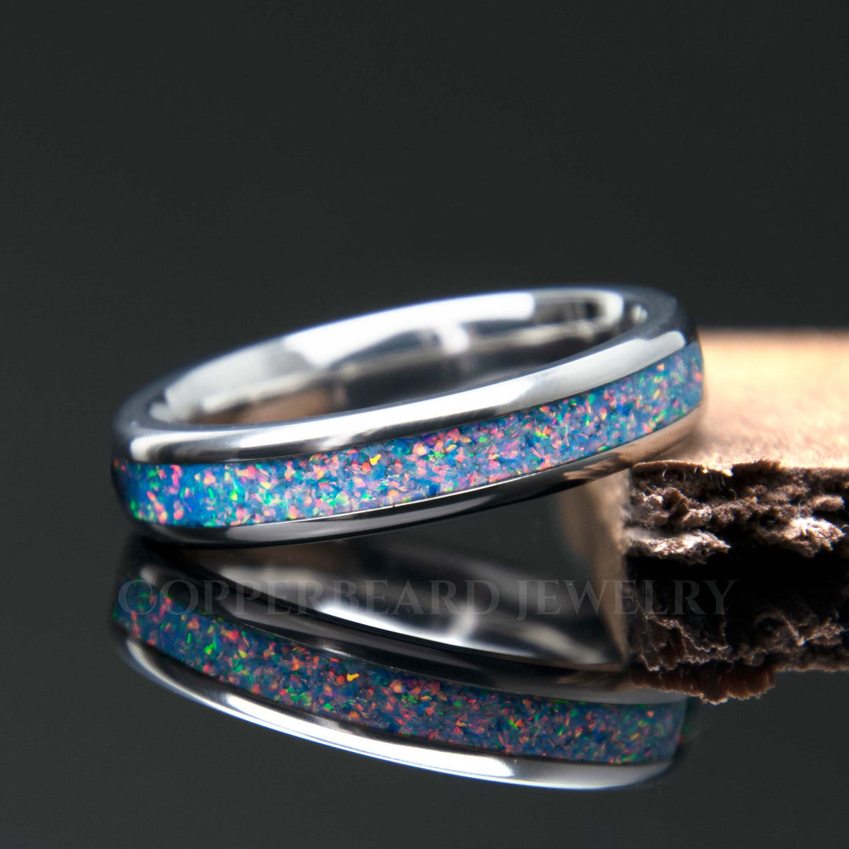 Sky Blue Opal Ring With Titanium Band Copperbeard Jewelry Main image