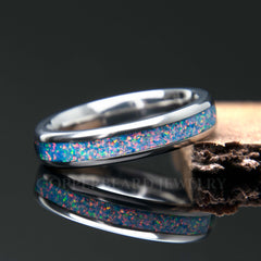 Sky Blue Opal Ring With Titanium Band Copperbeard Jewelry