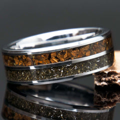 Dinosaur Bone And Meteorite Tungsten Ring Copperbeard Jewelry