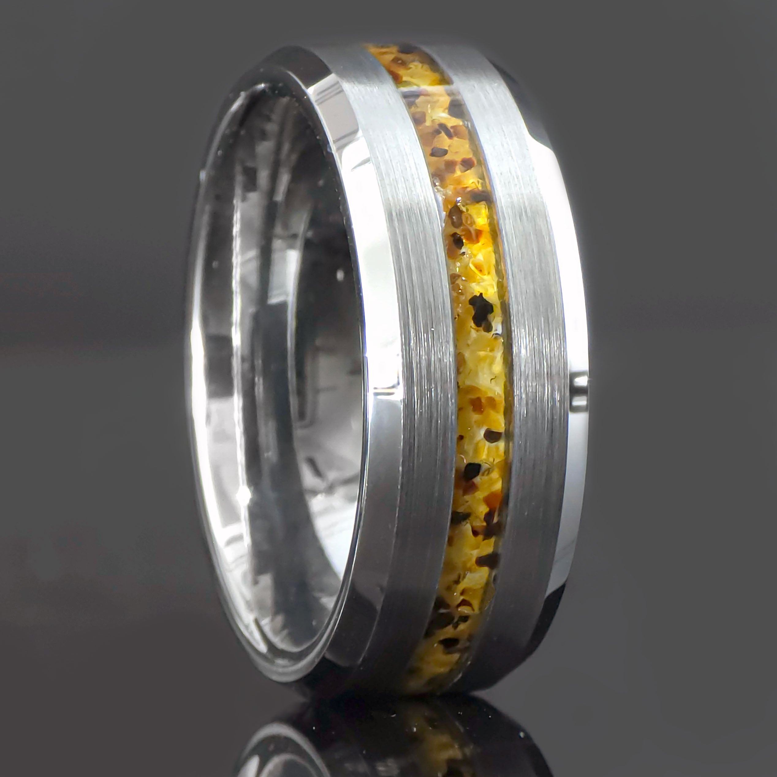 Amber Tungsten Center Line Ring Secondary image