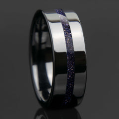 Blue Sandstone With Black Ceramic Center Line Channel Band Copperbeard Jewelry