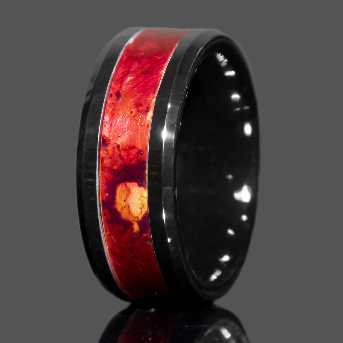 Fire Copper Patinated Copper Black Ceramic Ring Copperbeard Jewelry Main image