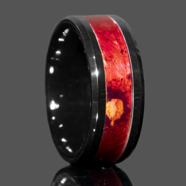 Fire Copper Patinated Copper Black Ceramic Ring Copperbeard Jewelry