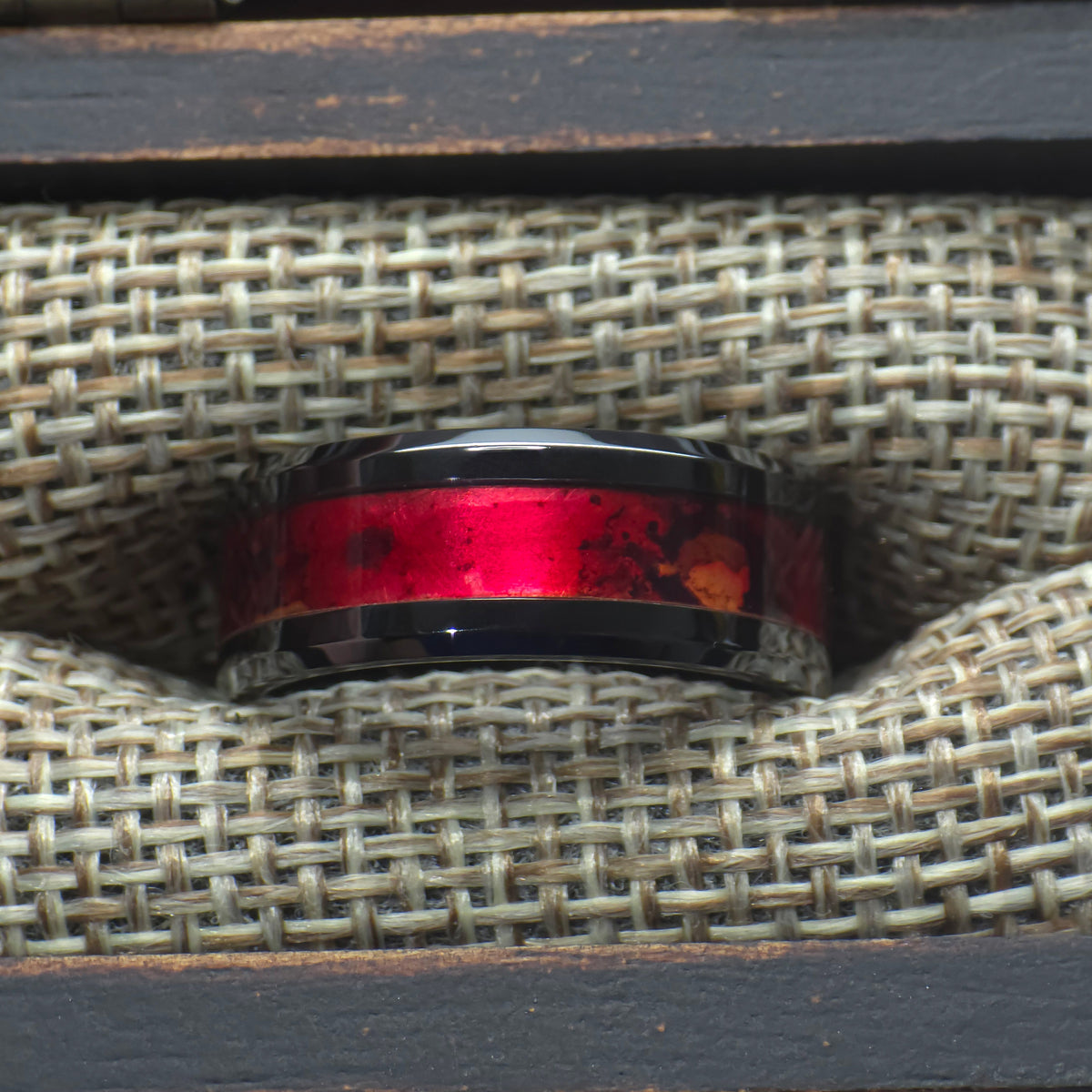 Fire Copper Patinated Copper Black Ceramic Ring Copperbeard Jewelry