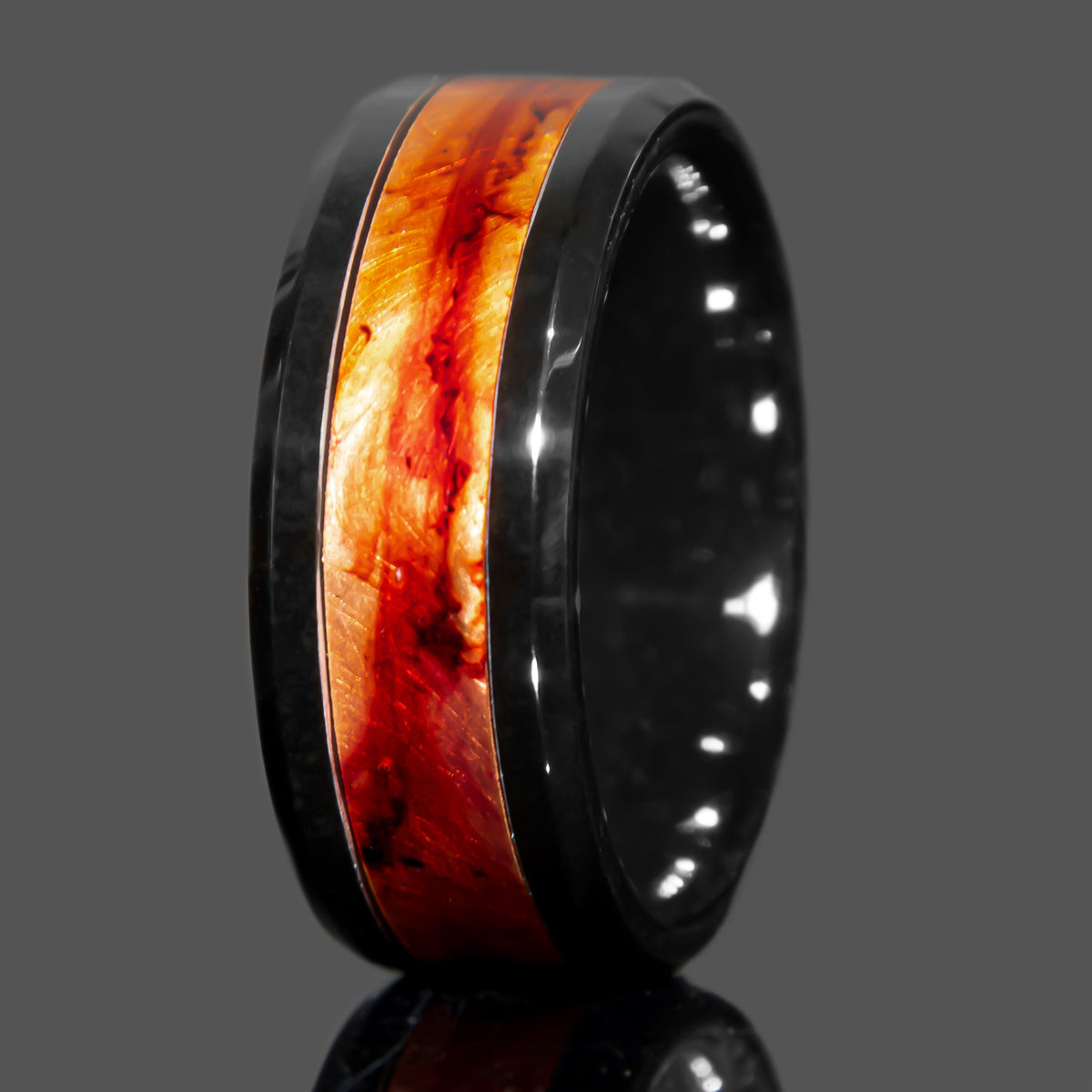 Mist Copper Patinated Copper Black Ceramic Ring Copperbeard Jewelry Main image