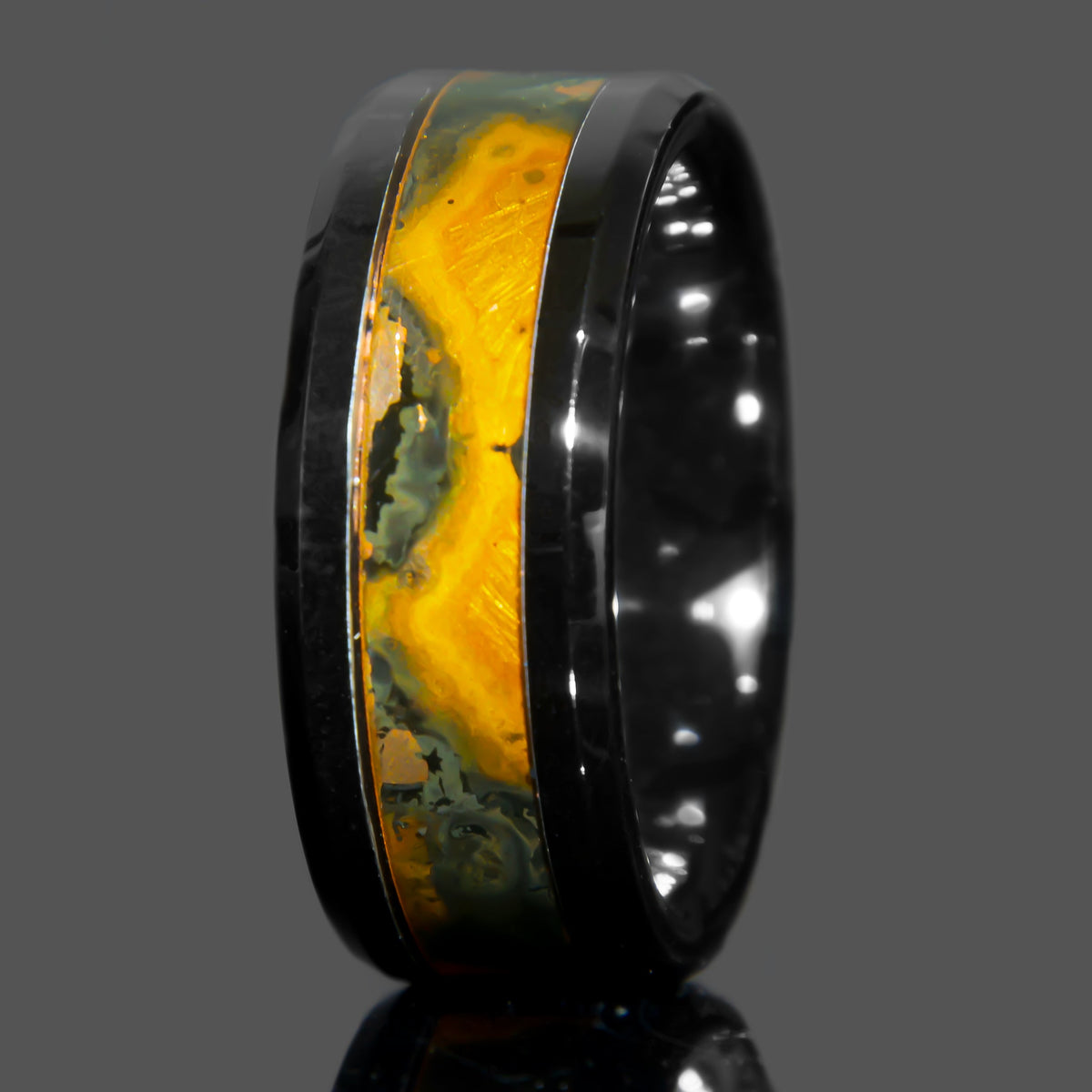 Sun Copper Patinated Copper Black Ceramic Ring Copperbeard Jewelry Main image