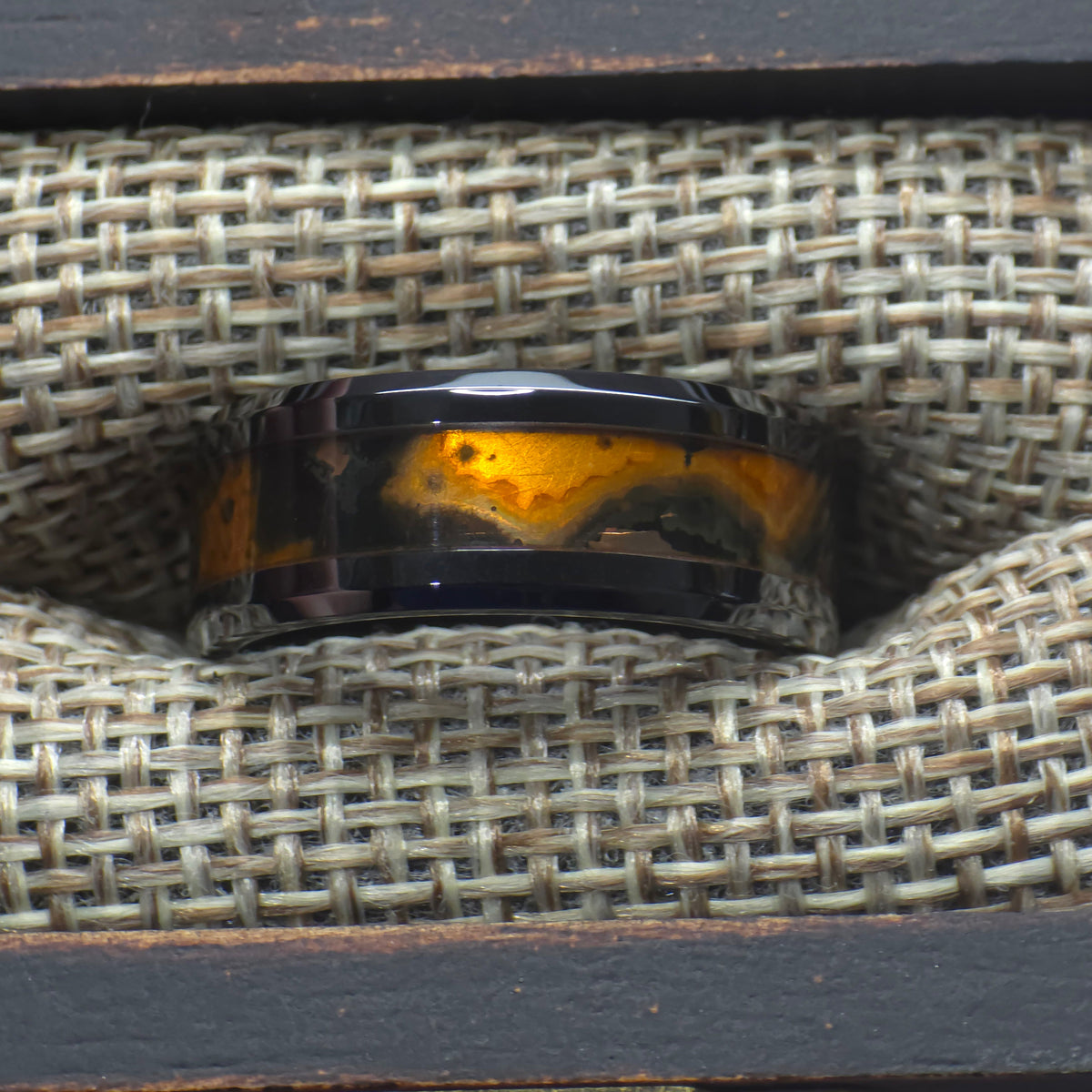 Sun Copper Patinated Copper Black Ceramic Ring Copperbeard Jewelry