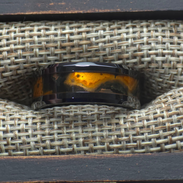 Sun Copper Patinated Copper Black Ceramic Ring Copperbeard Jewelry