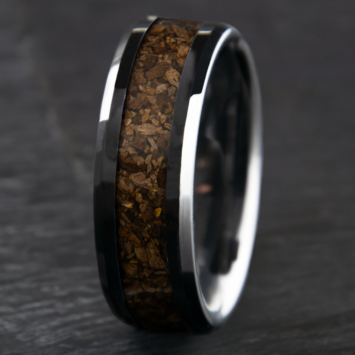 Dinosaur Bone Ring With Black Ceramic Band Copperbeard Jewelry Main image