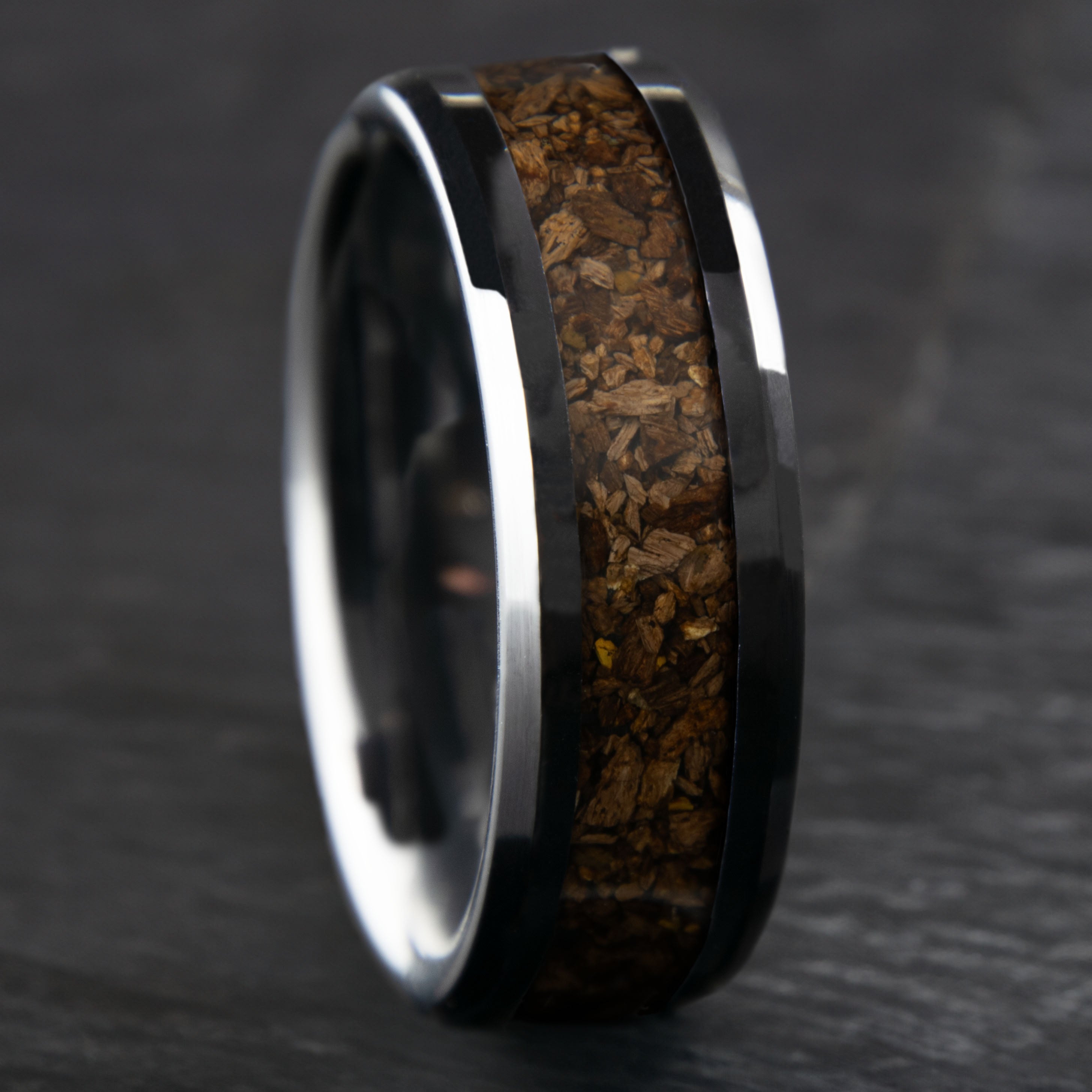 Dinosaur Bone Ring With Black Ceramic Band Secondary image
