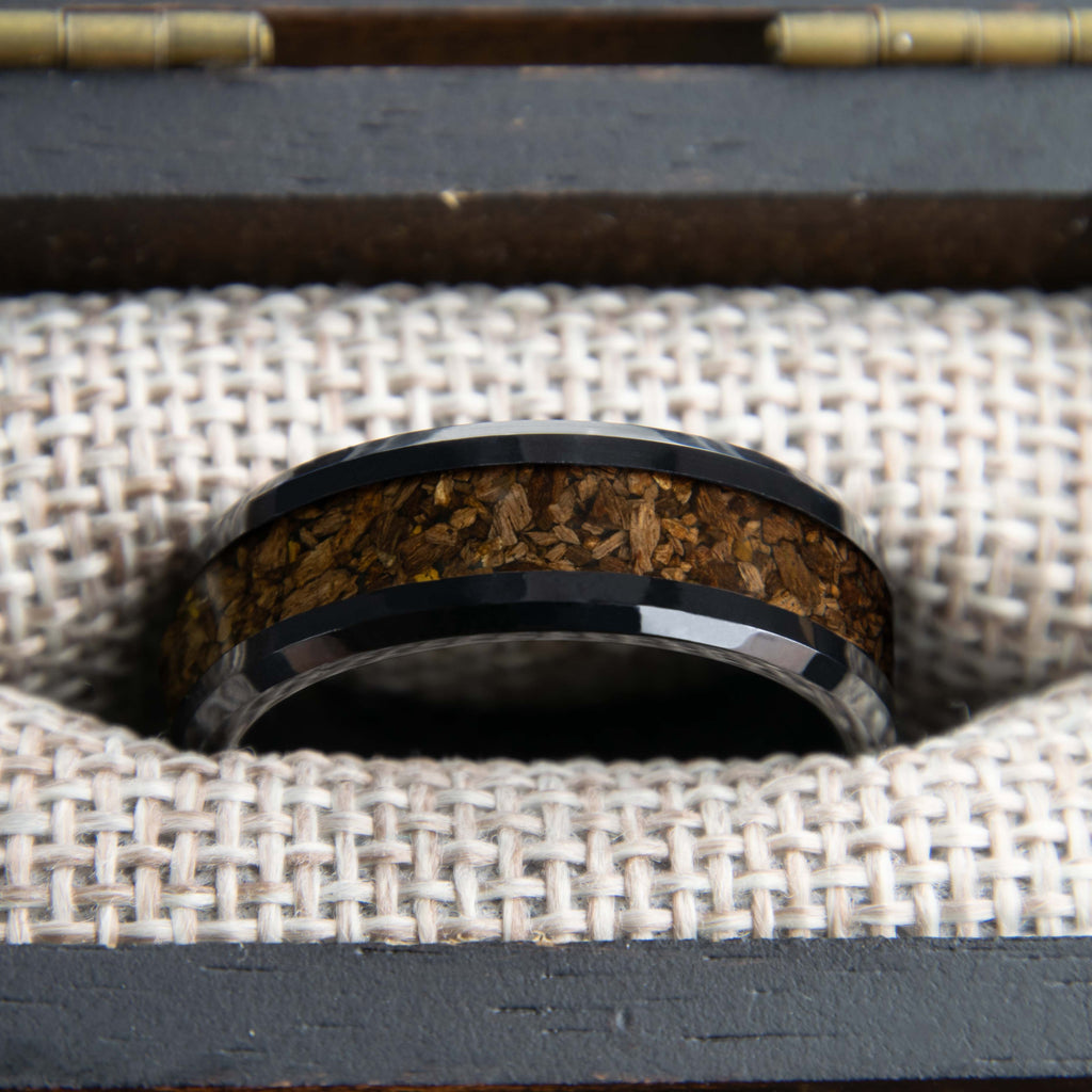 Dinosaur Bone Ring With Black Ceramic Band Copperbeard Jewelry