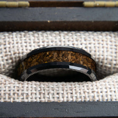 Dinosaur Bone Ring With Black Ceramic Band Copperbeard Jewelry