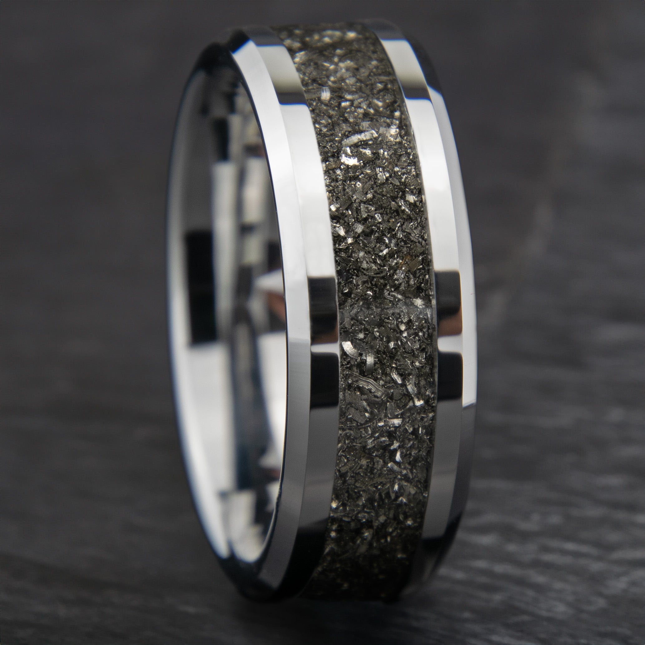 Gibeon Meteorite Ring Tungsten Band Secondary image