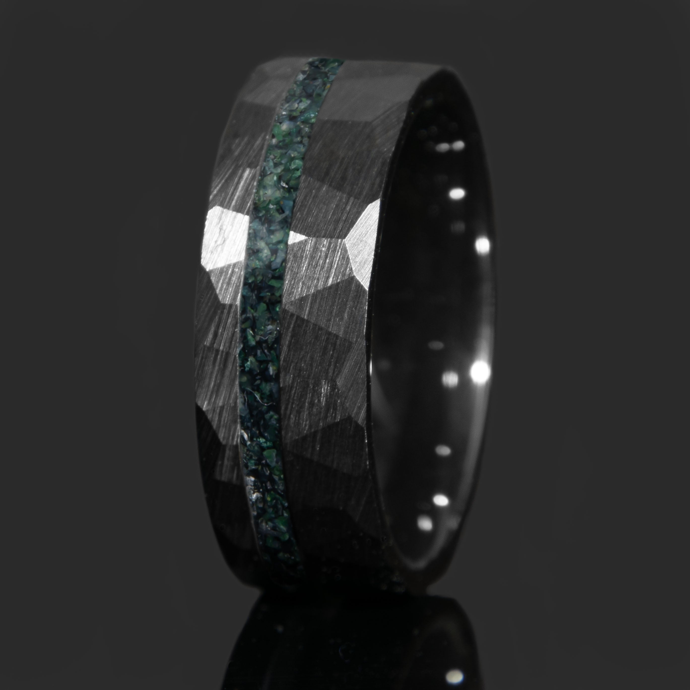 Red Tigers Eye Faceted Offset Black Ceramic Ring Copperbeard Jewelry