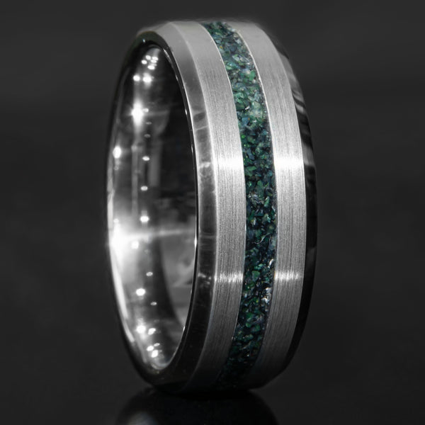 Red Tigers Eye Tungsten Center Line Ring Copperbeard Jewelry
