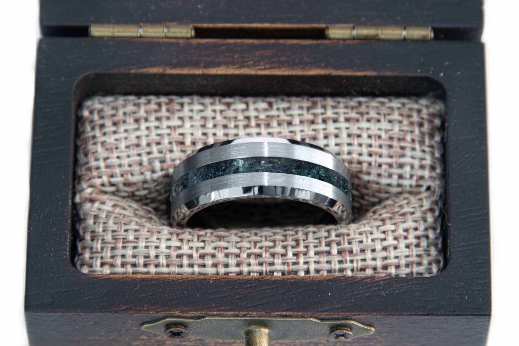 Red Tigers Eye Tungsten Center Line Ring Copperbeard Jewelry