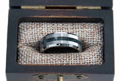 Red Tigers Eye Tungsten Center Line Ring Copperbeard Jewelry