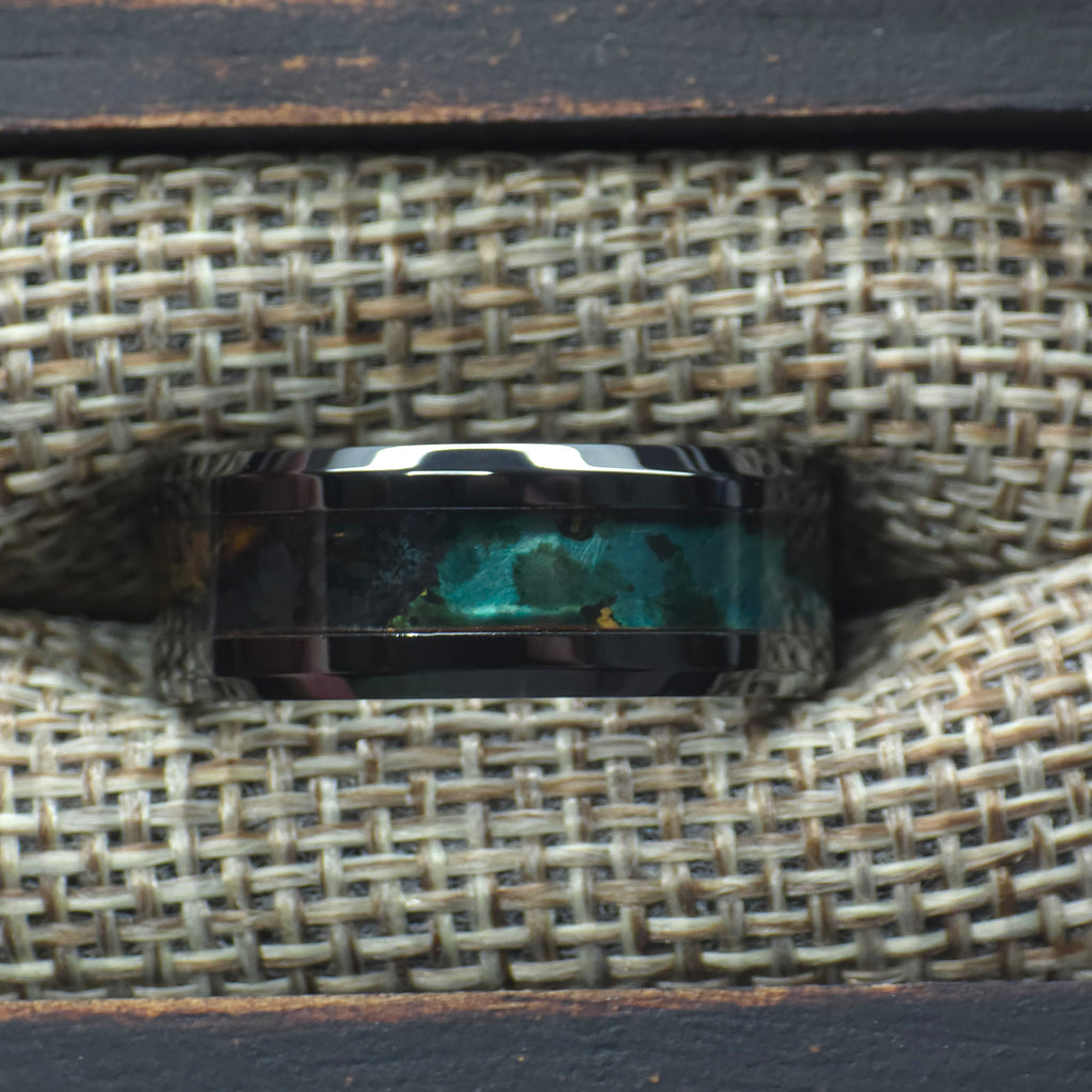 Mystic Topaz Patinated Copper Black Ceramic Ring Copperbeard Jewelry